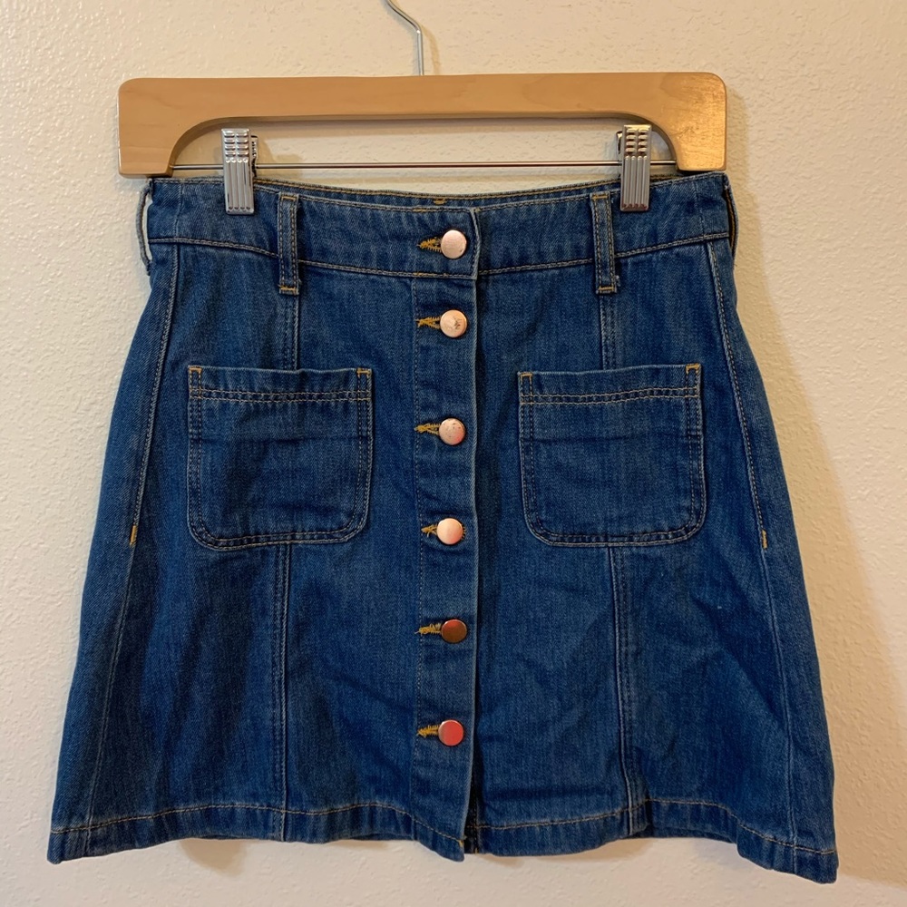 Denim button down skirt